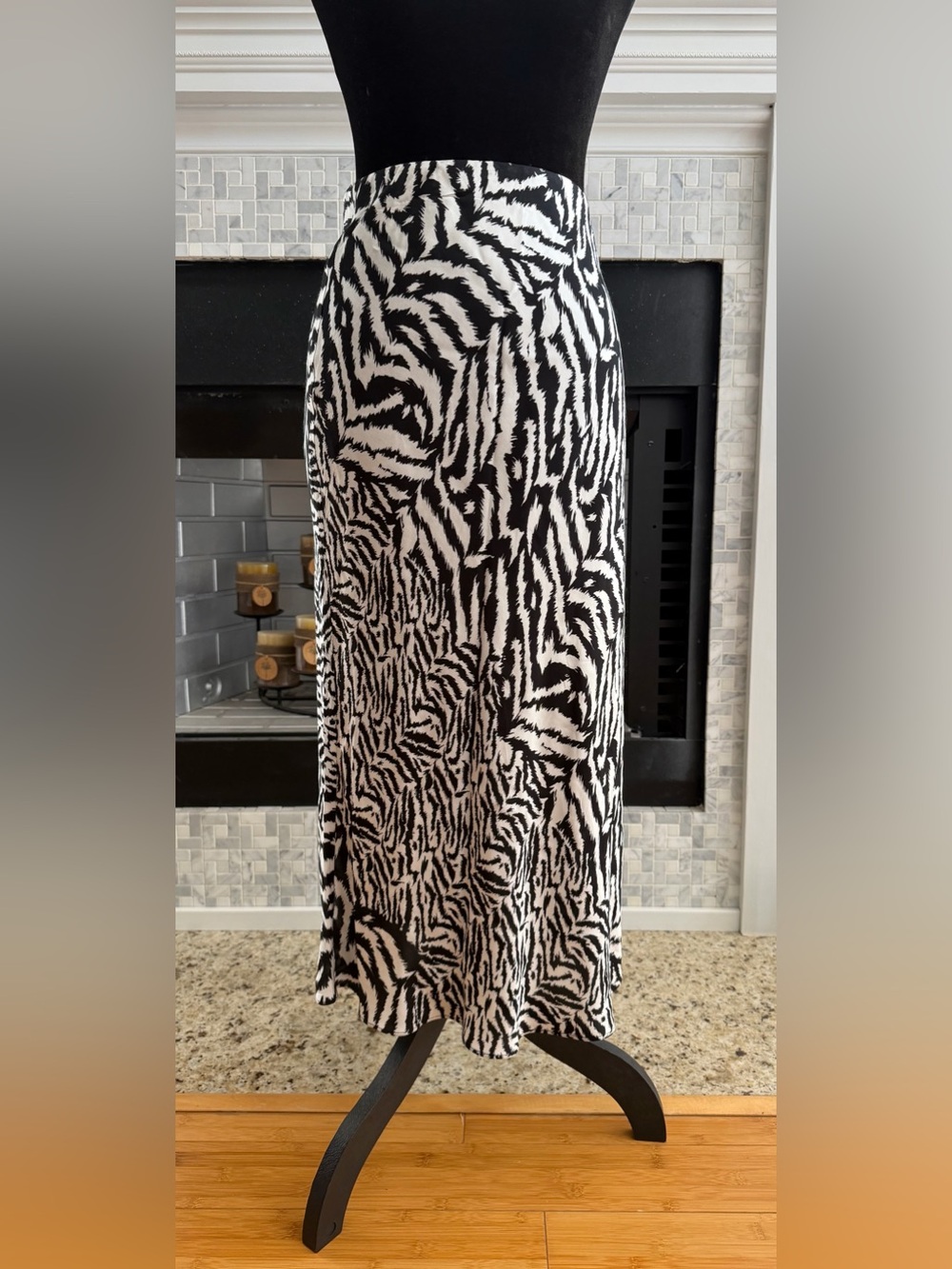 AllSaints Black and White Zebra Maxi Skirt